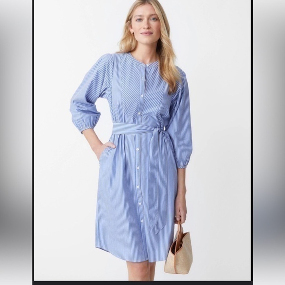 J. McLaughlin Cotton Striped Long Sleeve Shirt Dress size L